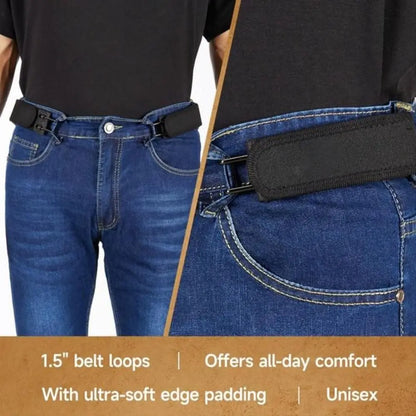 New Unisex Buckleless Belt Hook Velcro Waist Buckle Comfortable Metal Hook Adjustable Elastic Waist Belt