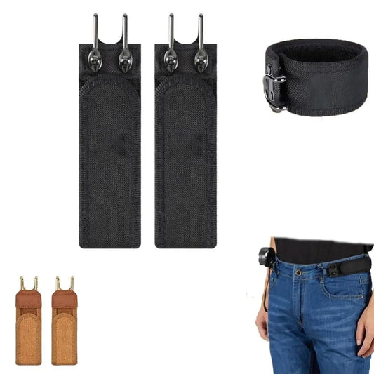 New Unisex Buckleless Belt Hook Velcro Waist Buckle Comfortable Metal Hook Adjustable Elastic Waist Belt