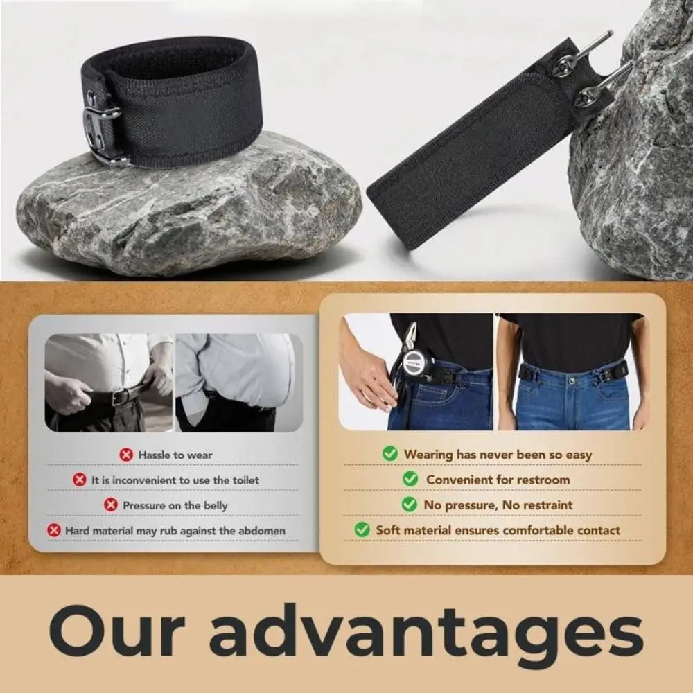 New Unisex Buckleless Belt Hook Velcro Waist Buckle Comfortable Metal Hook Adjustable Elastic Waist Belt