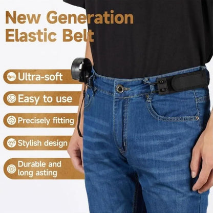New Unisex Buckleless Belt Hook Velcro Waist Buckle Comfortable Metal Hook Adjustable Elastic Waist Belt