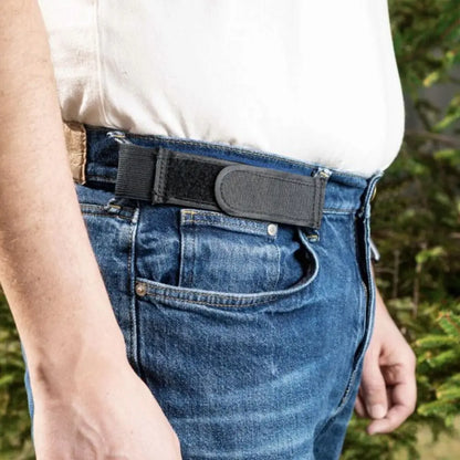 New Unisex Buckleless Belt Hook Velcro Waist Buckle Comfortable Metal Hook Adjustable Elastic Waist Belt