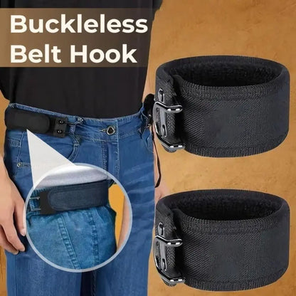 New Unisex Buckleless Belt Hook Velcro Waist Buckle Comfortable Metal Hook Adjustable Elastic Waist Belt